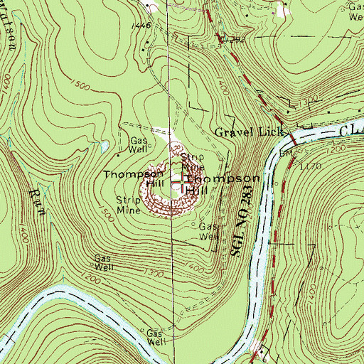 Topographic Map of Thompson Hill, PA