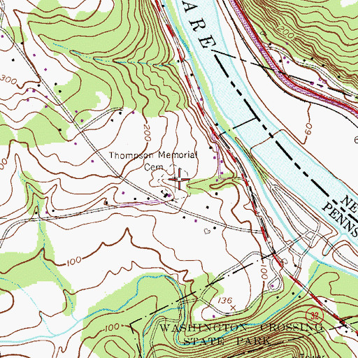 Topographic Map of Thompson Memorial Cemetery, PA