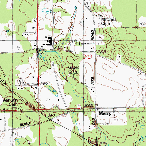 Topographic Map of Gilder Cemetery, AL