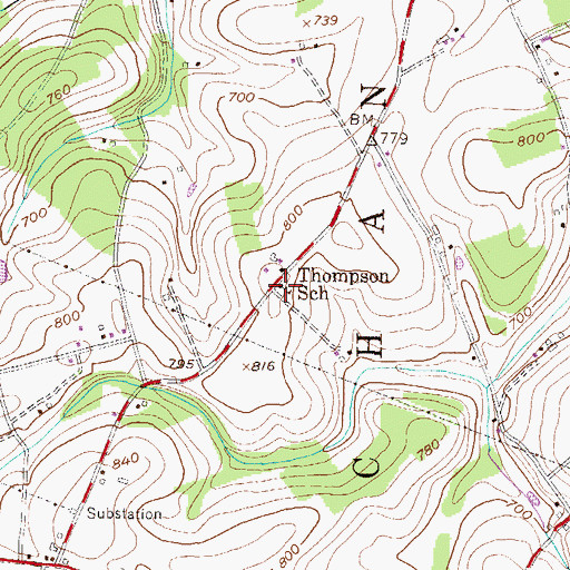 Topographic Map of Thompson School, PA