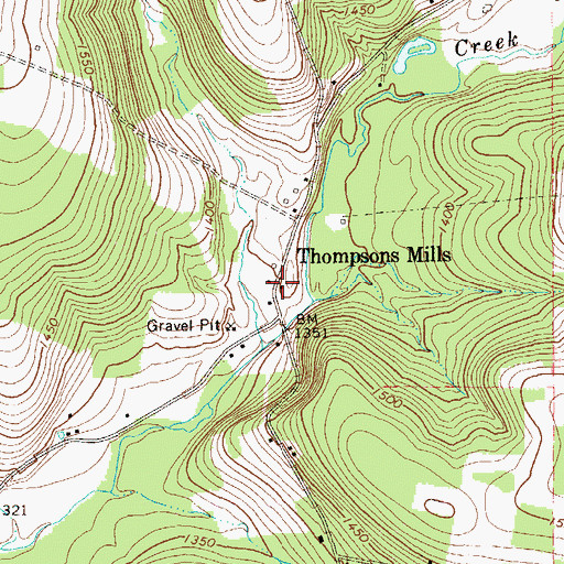 Topographic Map of Thompsons Mills, PA