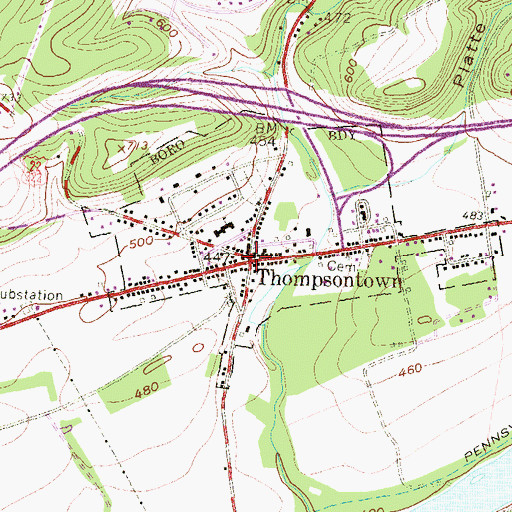 Topographic Map of Thompsontown, PA