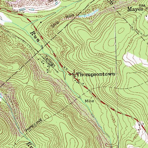 Topographic Map of Thompsontown, PA