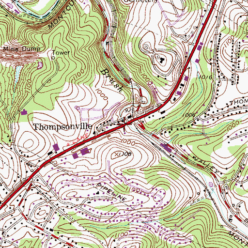 Topographic Map of Thompsonville, PA