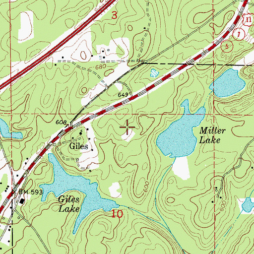 Topographic Map of Giles, AL