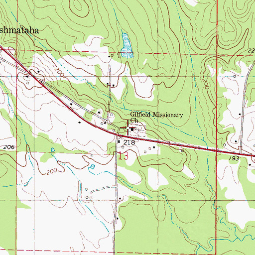 Topographic Map of Gilfield Missionary Baptist Church, AL