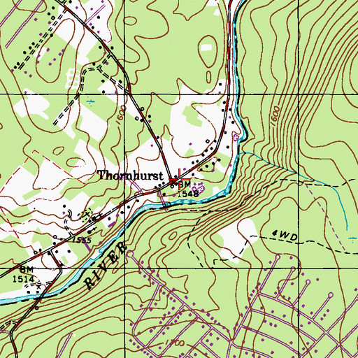 Topographic Map of Thornhurst, PA