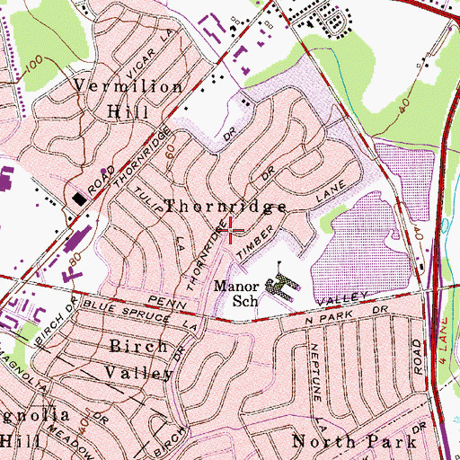 Topographic Map of Thornridge, PA