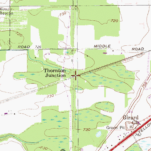 Topographic Map of Thornton Junction, PA