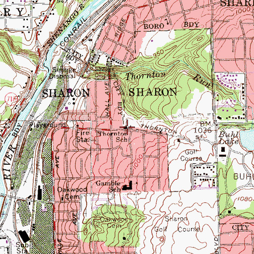 Topographic Map of Thornton School, PA