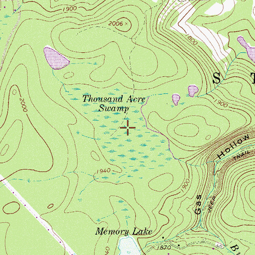Topographic Map of Thousand Acre Swamp, PA