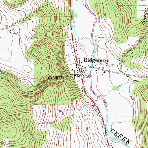 Topographic Map of Three Falls Glen, PA