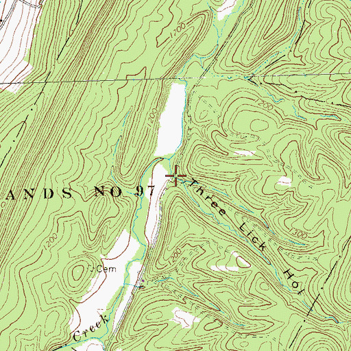 Topographic Map of Three Lick Hollow, PA