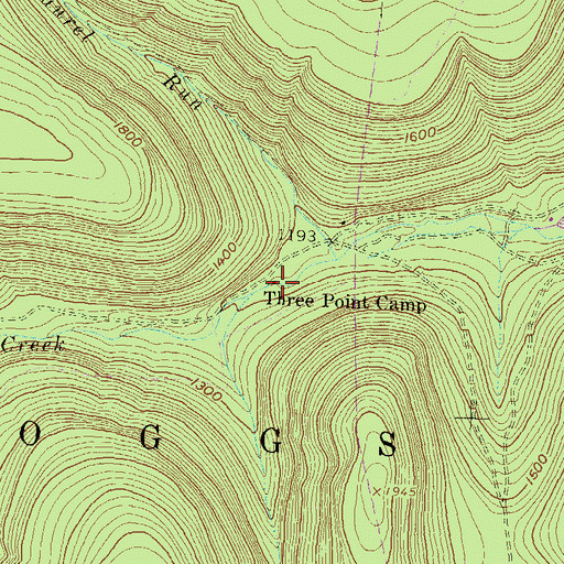 Topographic Map of Three Point Camp, PA