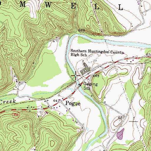 Topographic Map of Three Springs Creek, PA