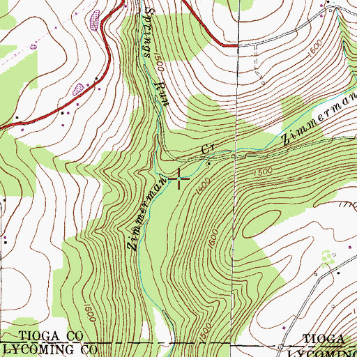 Topographic Map of Three Springs Run, PA