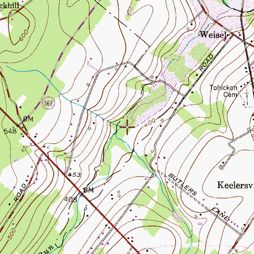 Topographic Map of Threemile Run, PA