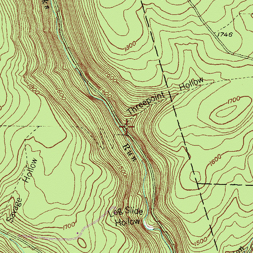 Topographic Map of Threepoint Hollow, PA