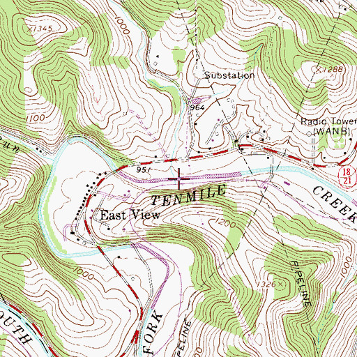Topographic Map of Throckmorton Run, PA