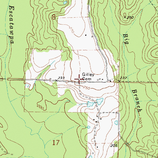 Topographic Map of Gilley Cemetery, AL