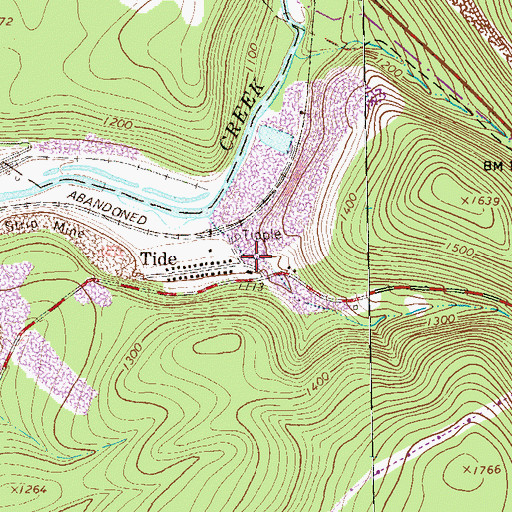 Topographic Map of Tide, PA
