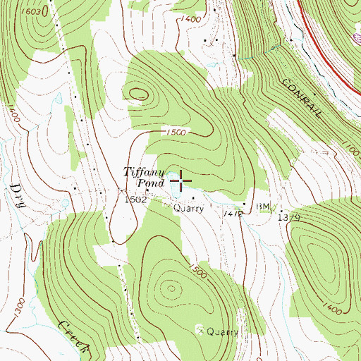 Topographic Map of Tiffany Pond, PA
