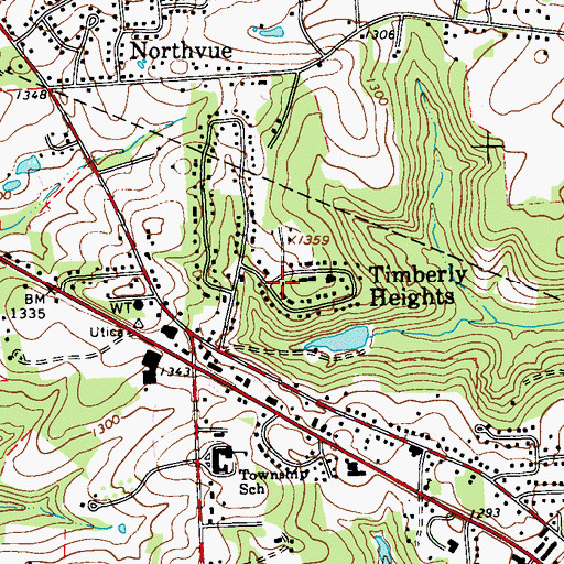 Topographic Map of Timberly Heights, PA