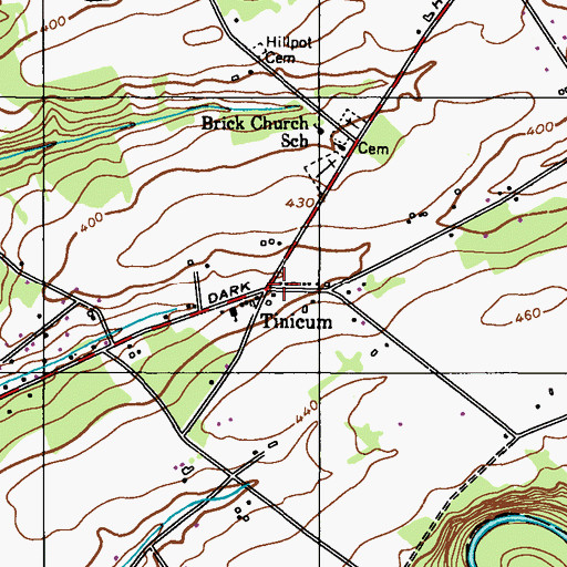 Topographic Map of Tinicum, PA