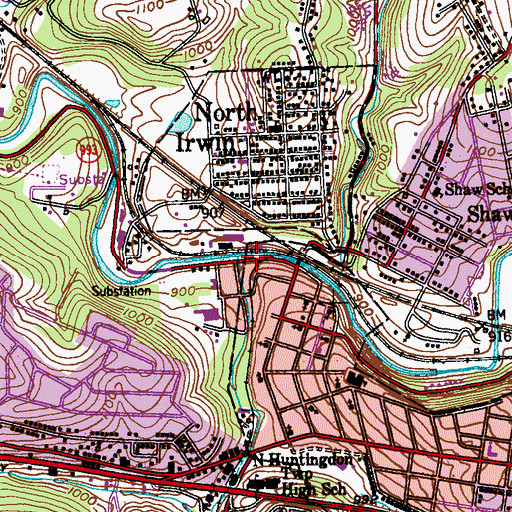 Topographic Map of Tinkers Run, PA