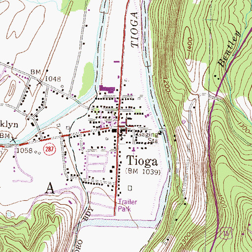 Topographic Map of Tioga, PA