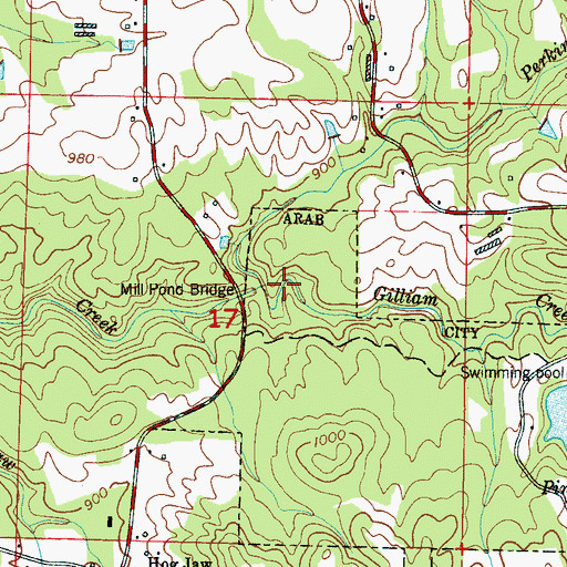 Topographic Map of Gilliam Creek, AL