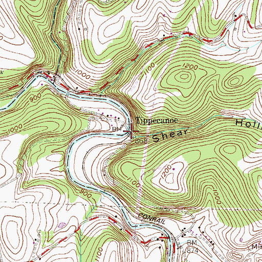Topographic Map of Tippecanoe, PA