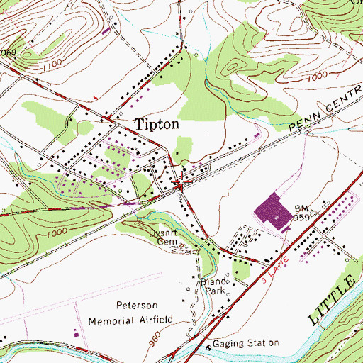 Topographic Map of Tipton, PA