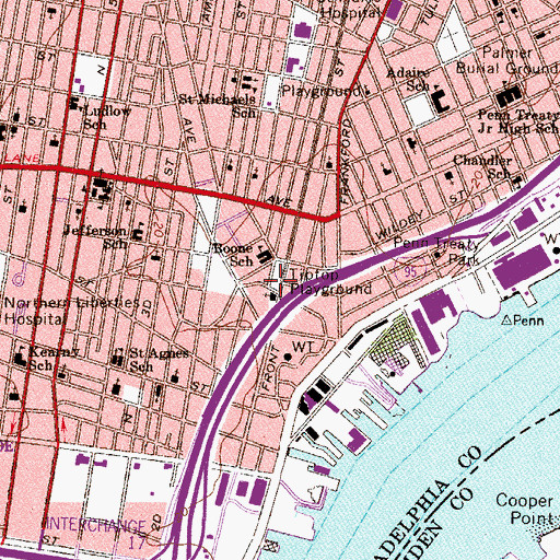 Topographic Map of Tiptop Playground, PA