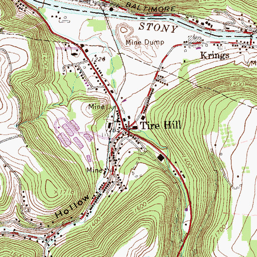 Topographic Map of Tire Hill, PA