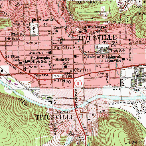 Topographic Map of Titusville, PA