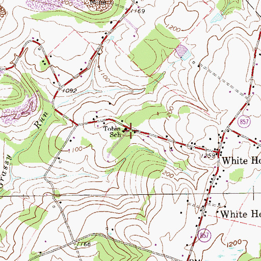 Topographic Map of Tobin School, PA