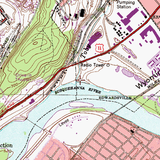 Topographic Map of Toby Creek, PA