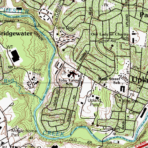 Topographic Map of Toby Farms School, PA