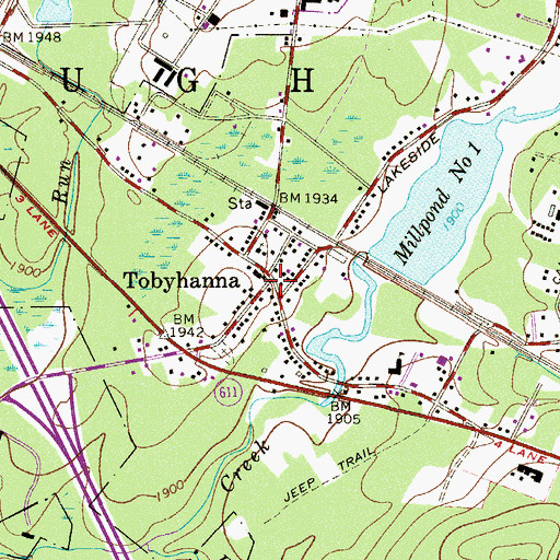 Topographic Map of Tobyhanna, PA