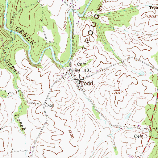 Topographic Map of Todd, PA