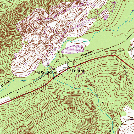 Topographic Map of Toland, PA