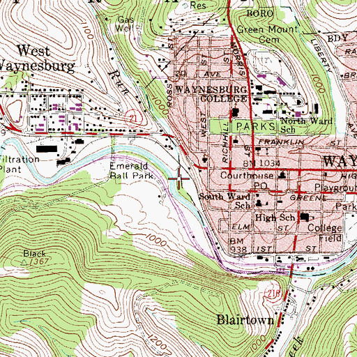 Topographic Map of Toll Gate Run, PA