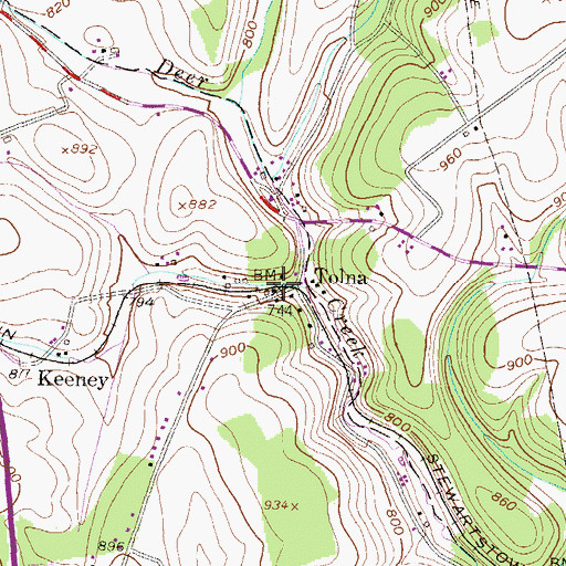 Topographic Map of Tolna, PA