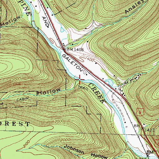 Topographic Map of Tom Cabin Hollow, PA
