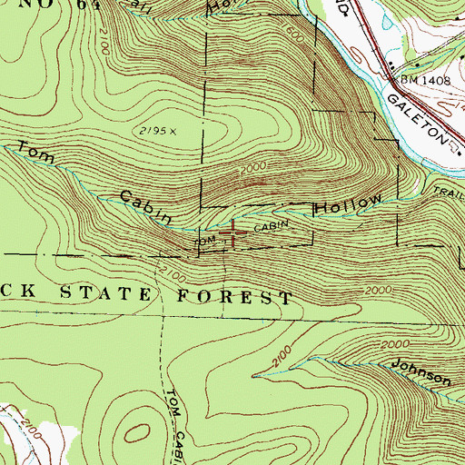 Topographic Map of Tom Cabin Trail, PA