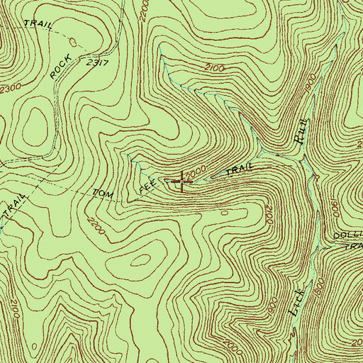 Topographic Map of Tom Fee Trail, PA
