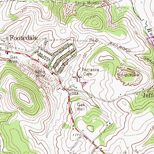 Topographic Map of Saint Thomas Roman Catholic Cemetery, PA