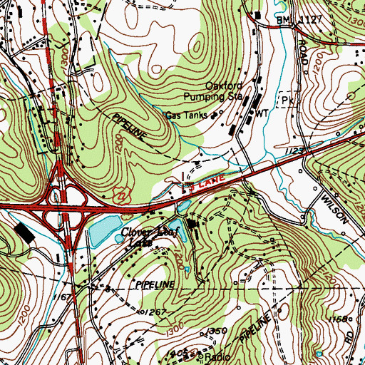 Topographic Map of Tombers Lake, PA