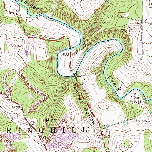 Topographic Map of Tomcat Hollow, PA